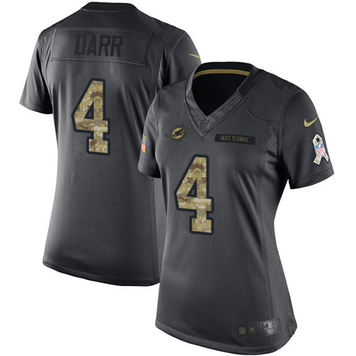 Women's Limited Matt Darr Nike Jersey Black - #4 2016 Salute to Service NFL Miami Dolphins